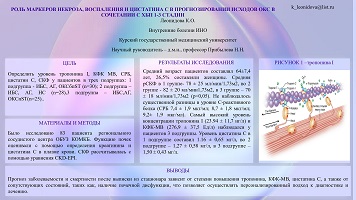 РОЛЬ МАРКЕРОВ НЕКРОЗА, ВОСПАЛЕНИЯ И ЦИСТАТИНА С В ПРОГНОЗИРОВАНИИ ИСХОДОВ ОКС В 
СОЧЕТАНИИ С ХБП 1-3 СТАДИИ